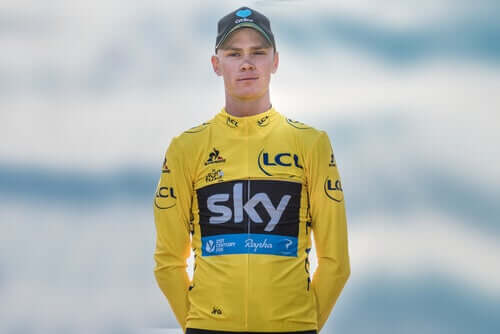 Chris Froome'un üniforması ile çekilmiş bir fotoğrafı.